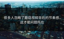 很多人忽略了蘑菇视频背后的节奏感，这才是问题所在