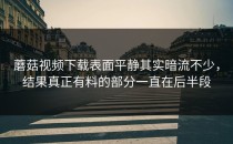 蘑菇视频下载表面平静其实暗流不少，结果真正有料的部分一直在后半段