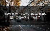 没想到争议会这么大，蘑菇视频电脑版，事情一下就有味道了