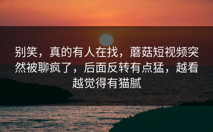 别笑，真的有人在找，蘑菇短视频突然被聊疯了，后面反转有点猛，越看越觉得有猫腻  第1张