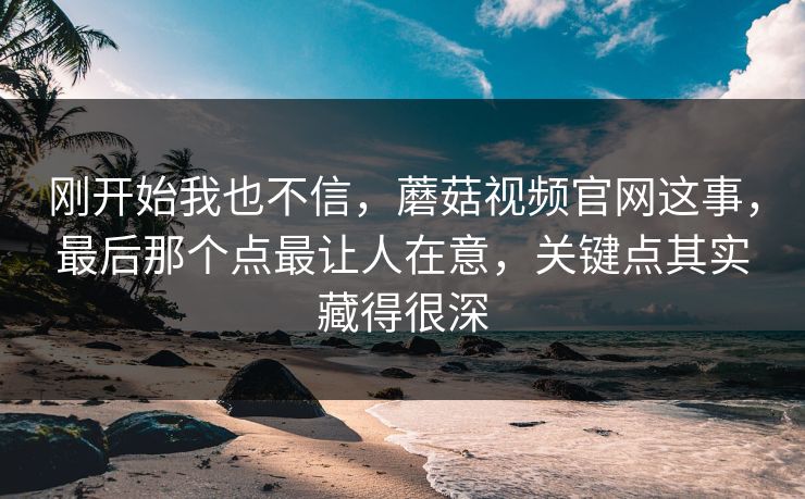 刚开始我也不信，蘑菇视频官网这事，最后那个点最让人在意，关键点其实藏得很深  第1张