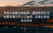 原来大家都在偷偷搜，蘑菇影视在线观看这事让不少人破防，这事比表面复杂得多