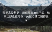 我是真没想到，蘑菇视频app下载，结果比想象更夸张，关键点其实藏得很深