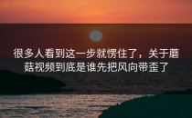 很多人看到这一步就愣住了，关于蘑菇视频到底是谁先把风向带歪了