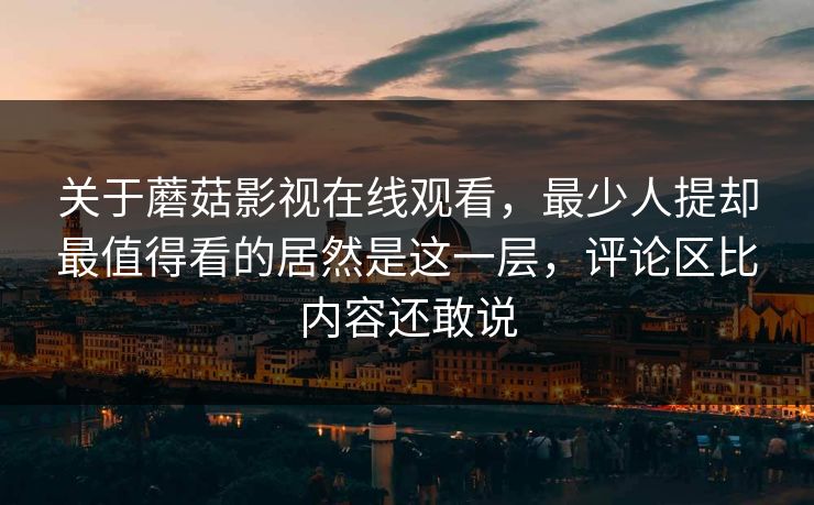 关于蘑菇影视在线观看，最少人提却最值得看的居然是这一层，评论区比内容还敢说  第1张
