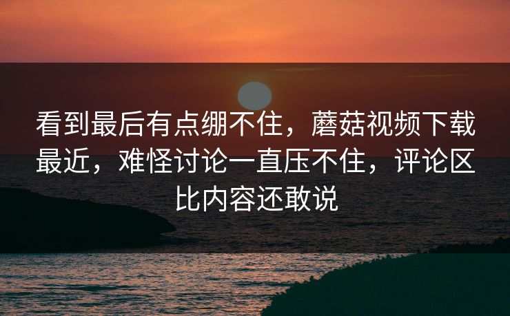 看到最后有点绷不住，蘑菇视频下载最近，难怪讨论一直压不住，评论区比内容还敢说  第1张
