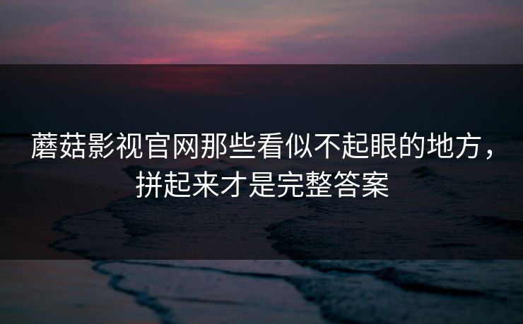 蘑菇影视官网那些看似不起眼的地方，拼起来才是完整答案