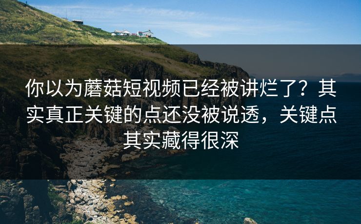 你以为蘑菇短视频已经被讲烂了？其实真正关键的点还没被说透，关键点其实藏得很深  第1张