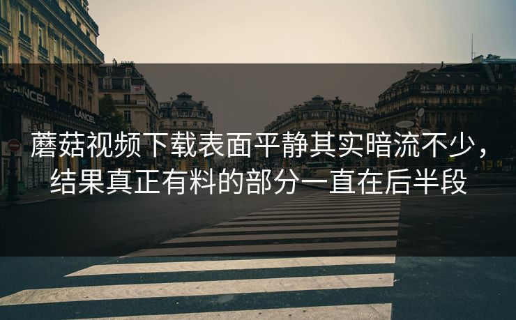 蘑菇视频下载表面平静其实暗流不少,结果真正有料的部分一直在后半段 第1张 蘑菇视频下载表面平静其实暗流不少,结果真正有料的部分一直在后半段 第1张